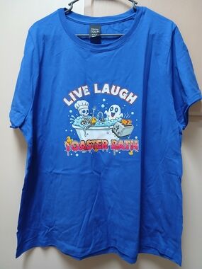 'Live Laugh Toaster Bath' Graphic Tee - Blue